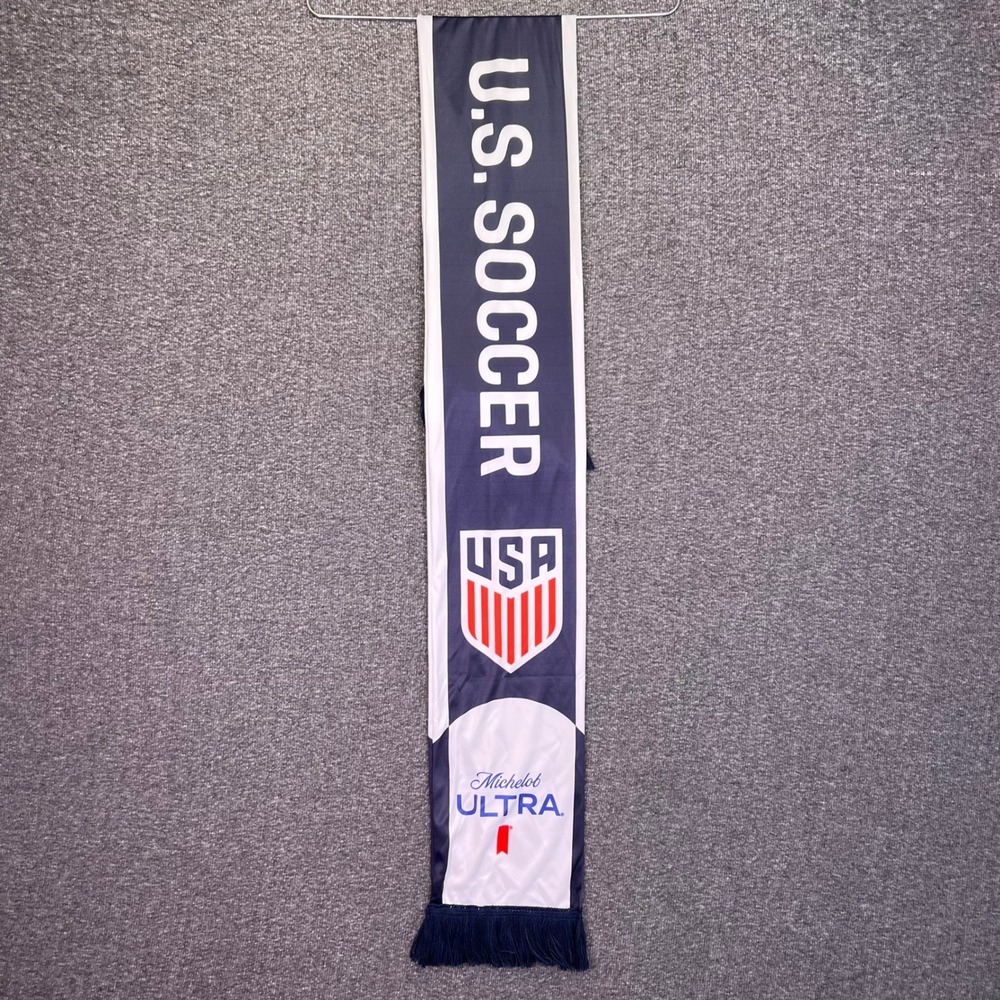 US Soccer Scarf Unisex OS‎ Navy White Michelob Ultra Banner Fan Gameday Fringe